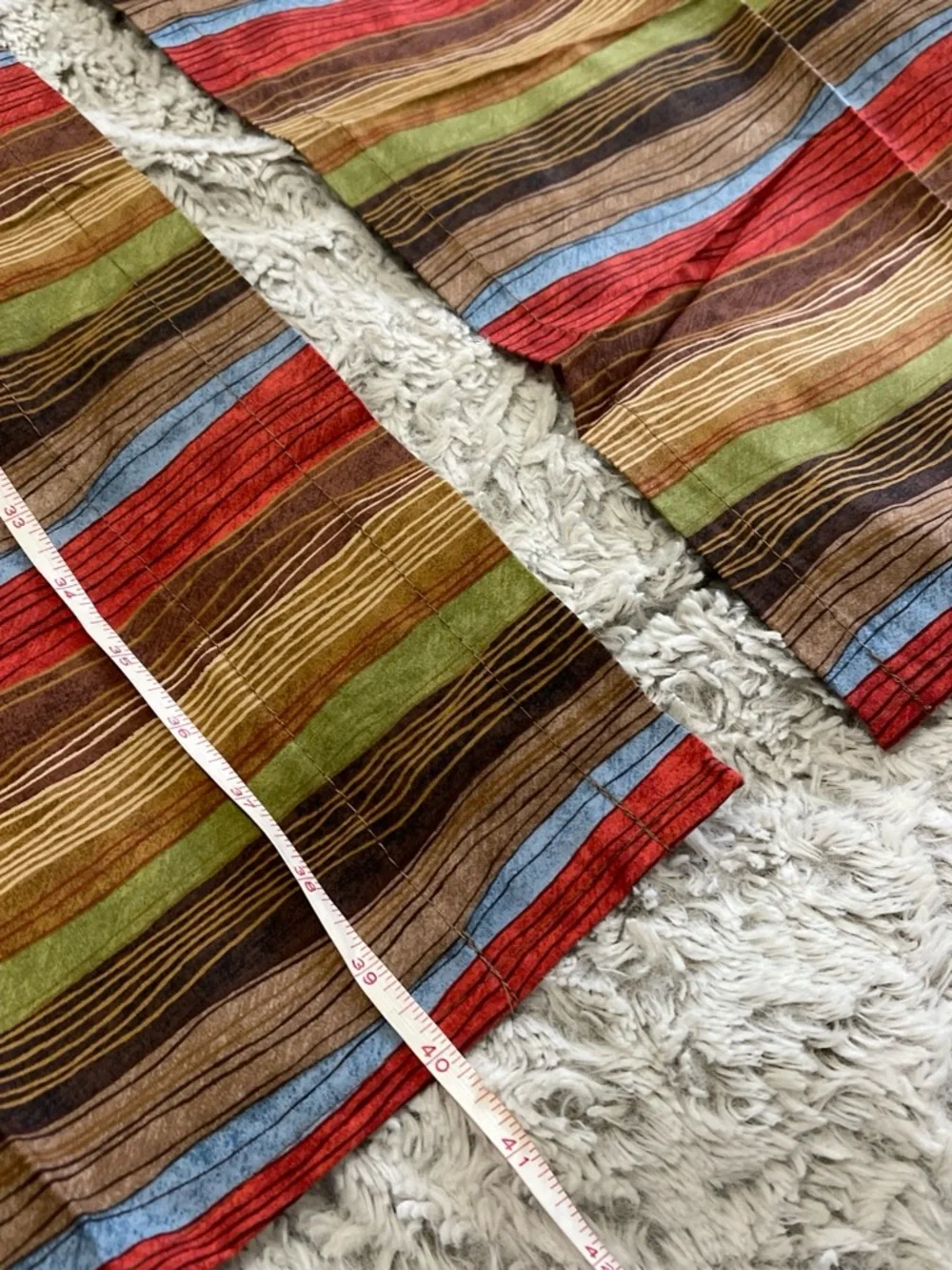2 Striped Multicolor Window Valances Curtains Earth Tones 40x14”